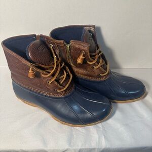Sperry Brown and Navy Rubber Boots
